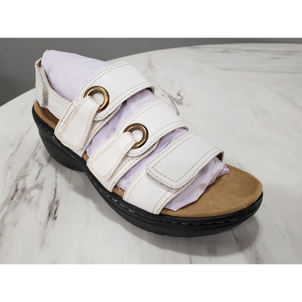 NEW NO BOX SIZE 6 Clarks‎ Women's Merliah 2 Bali WHITE sandals ankle strap